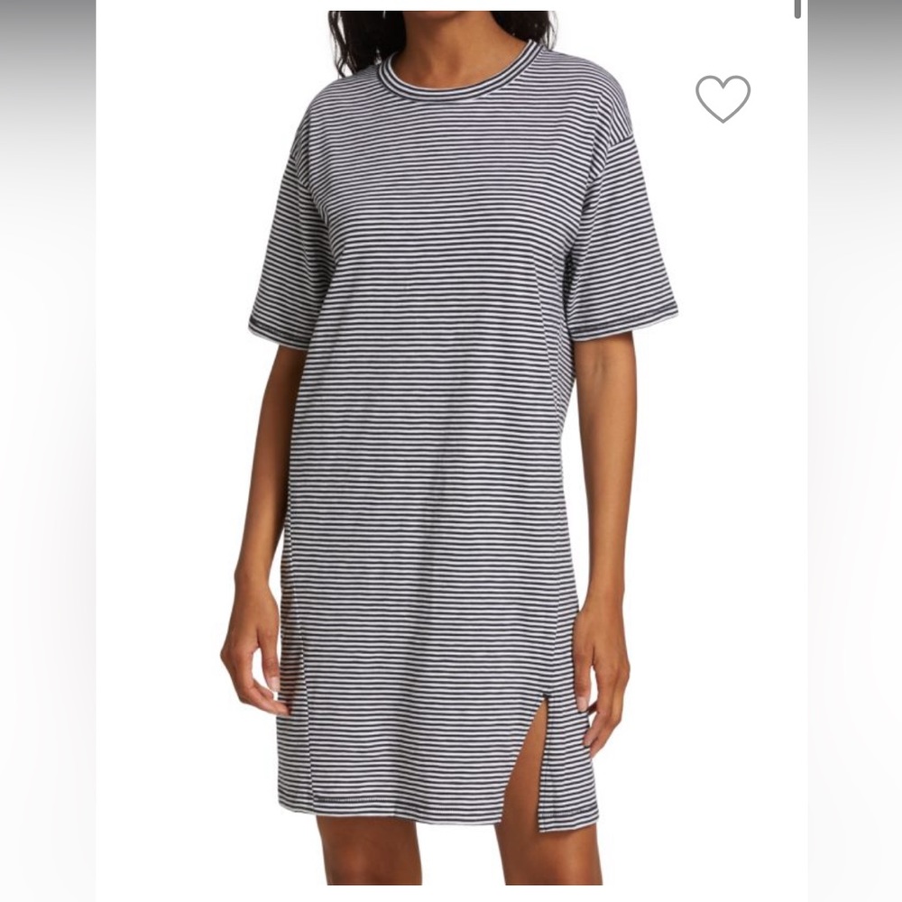 RAG & BONE Black & White Striped Tee Dress L